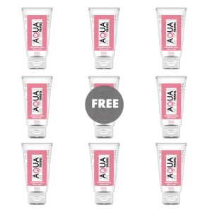 AQUA TRAVEL - STRAWBERRY CREAM FLAVOUR WATERBASED LUBRICANT - 50 ML 8+1 FREE