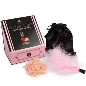 SECRETPLAY - GOLDEN LIGHT KIT SPARKLING STRAWBERRY EDIBLE POWDER  FEATHER