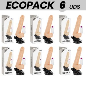 ECOPACK 6 UNITS - BASECOCK REALISTIC VIBRATOR REMOTE CONTROL NATURAL WITH TESTICLES 19.5 CM -O- 4 CM