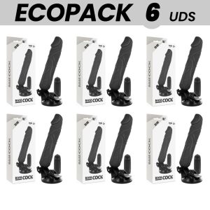 ECOPACK 6 UNITS - BASECOCK REALISTIC VIBRATOR REMOTE CONTROL BLACK 20 CM -O- 4 CM