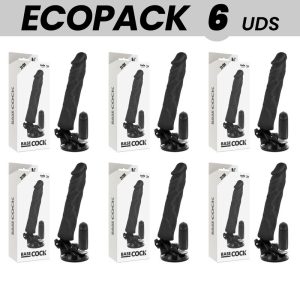 ECOPACK 6 UNITS - BASECOCK REALISTIC VIBRATOR REMOTE CONTROL BLACK 21 CM -O- 4 CM