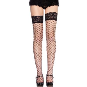 LEG AVENUE - FISHNET  BLACK LACE STOCKINGS