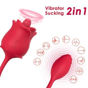 ARMONY - PINK 2 IN 1 SUCTION STIMULATOR  VIBRATOR 10 MODES WITH RED TAIL