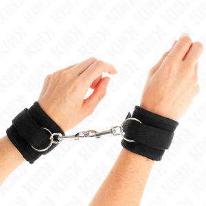 KINK - NYLON BIND HOOKLOOP WRIST RESTRAINTS BLACK MODEL 2 ADJUSTABLE 18-35 CM X 6 CM