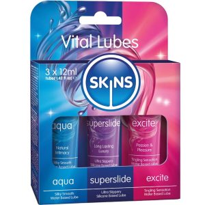 SKINS - VITAL LUBES KIT AQUA, SUPERSLIDE  EXCITE LUBRICANTS 3 x 12 ML