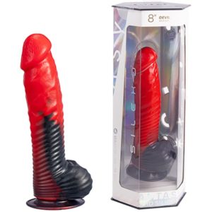 SILEXD - DEVIL DILDO FANTASY LIQUID SILICONE THERMOREACTIVE RED BLACK 20.3 CM