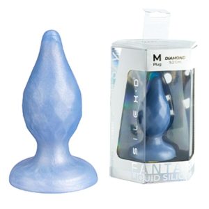 SILEXD - DIAMOND ANAL PLUG FANTASY LIQUID SILICONE THERMOREACTIVE PEARL BLUE 9.2 CM